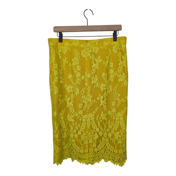 *NWT* J.Crew Chantilly Lace Pencil Skirt, Kiwi Yellow, Size 10 - Picture 4 of 12